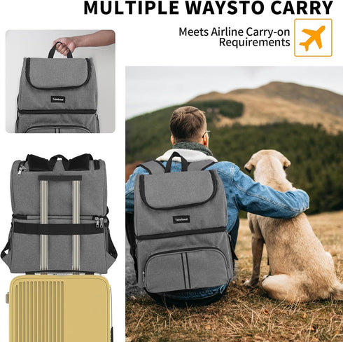 Dog Diaper Bag for Traveling, Airline Approved with 2 Food Storage Containers, Pet Camping Essentials (Gray)