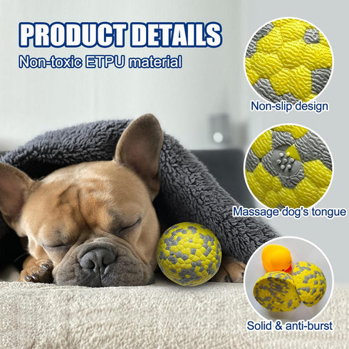 Indestructible Dog Balls, Durable Bouncy Tennis Balls for Aggressive Chewers, Interactive Fetch Game Toys (4 Balls)