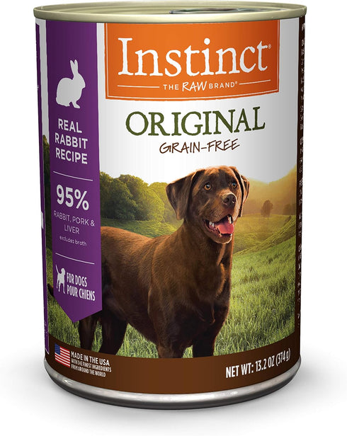 Instinct Original Grain Free Natural Wet Canned Dog Food, Real Rabbit Recipe, 13.2 oz. Cans (Case of 6)