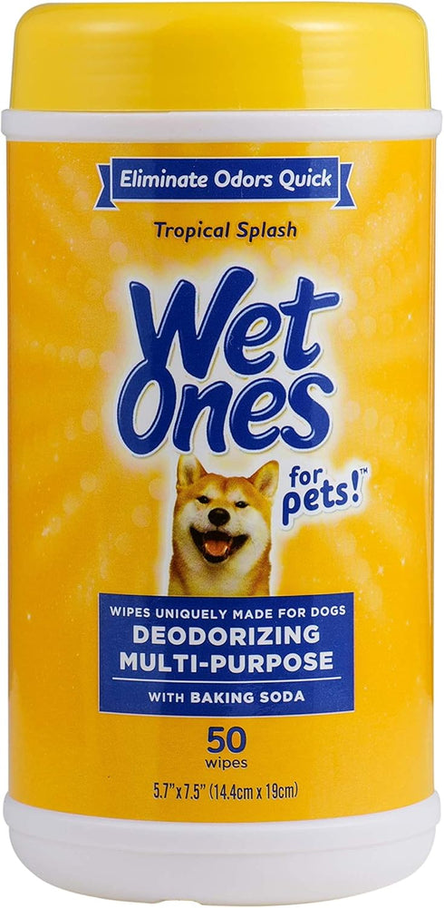 Wet Ones for Pets Deodorizing Dog Wipes, 50 Ct Cannister, Tropical Splash Scent, Multi-Purpose Wipes for All Dogs