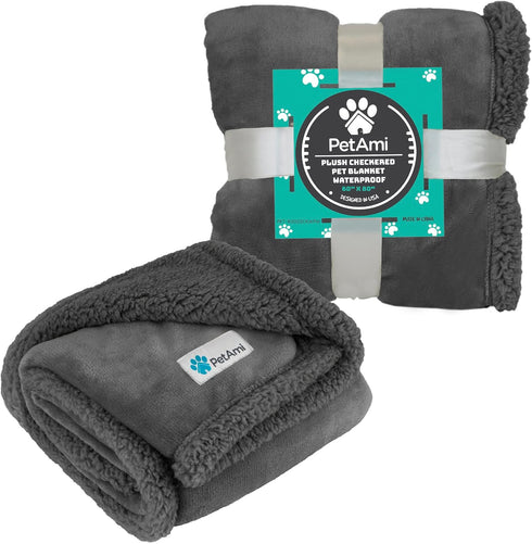 PetAmi Waterproof Dog Blanket Grey, for Small Medium Dogs, Reversible Soft Washable Couch Cover 29x40