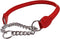 Rolled Genuine Leather Martingale Dog Collar Choker - Red, 7 Sizes (#7 - Neck Circumf. 17.5"-19.5")
