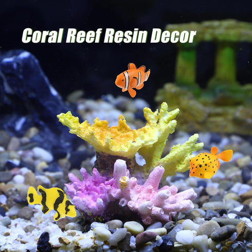 Aquarium Coral Reef Decor, Artificial Resin Coral Decoration Ornaments for Goldfish Betta Fish Tank Accessories