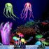 Frienda 8 Pieces Glowing Fish Tank Decorations - Plants with Glowing Kelp, Sea Anemone, Coral, Jellyfish & More