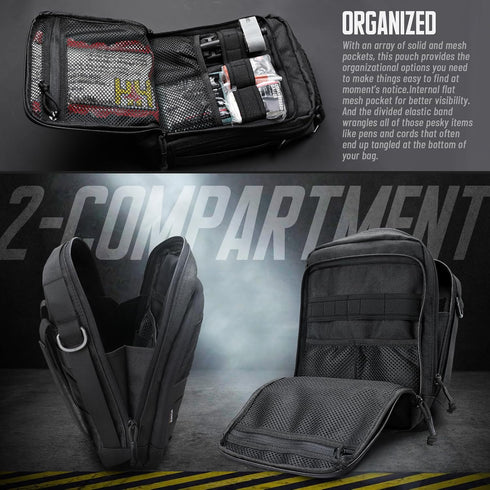WYNEX Tactical Molle Admin Pouch, Utility EDC Organizer, Double Layer Design Medical EMT Attachment Bag
