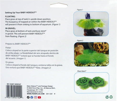 Penn-Plax Fish Breeding Grass, Baby Hideout for Fry, Plastic Aquarium Plants, 2 Pieces