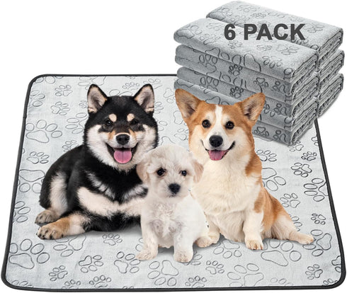 Qeils Reusable Puppy Pads, 6 Pack Washable Pee Pads for Dogs, Non