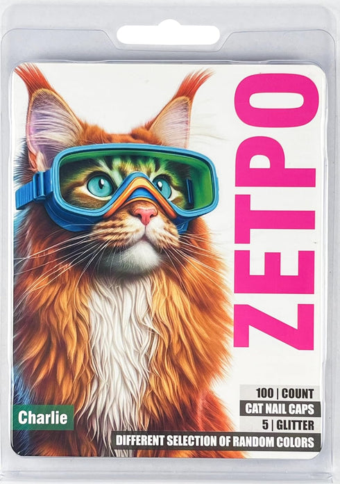 zetpo Cat Nail Caps with Adhesives and Applicators (M, 5X Glitter Random Colors, 100 pcs)