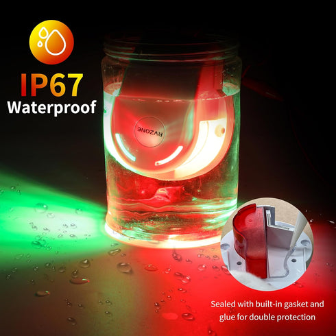 IP67 RVZONE LED Boat Navigation Light Red and Green Marine Navigation Light Led Waterproof Led Boat Lighting for Bow