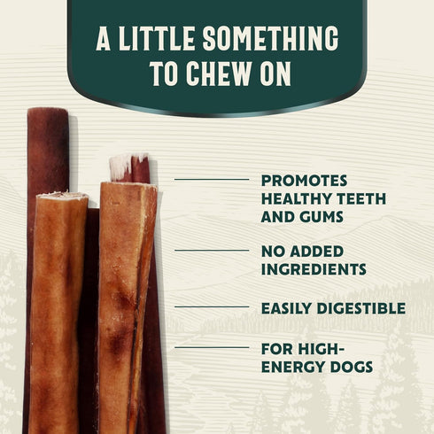 Hank & Roy Bully Sticks, 12" - 4 Pack, All-Natural Chews for Large Breed Dogs and Aggressive Chewers