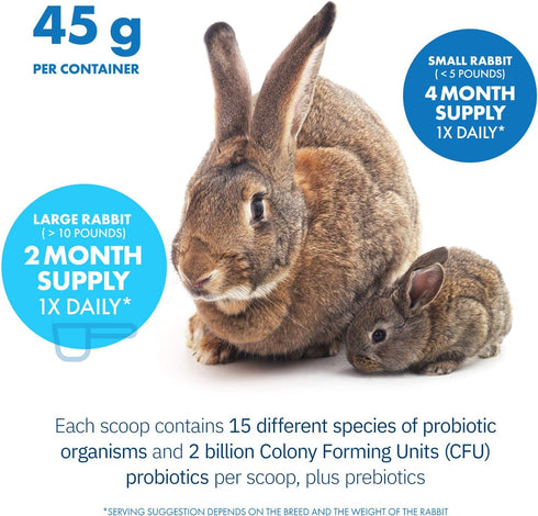 HealthyGut Probiotics for Rabbits, All-Natural Dietary Supplement for Digestive System, 120 Servings