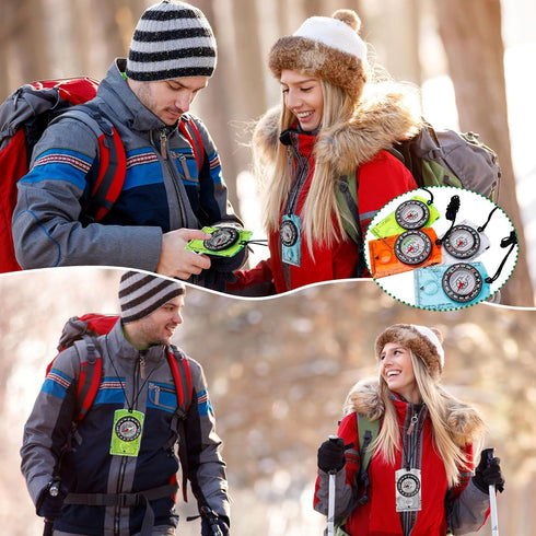 Swakuta 16 Backpacking Pcs Orienteering Compass Acrylic Hiking Compass with Rope for Navigation Map Reading Survival