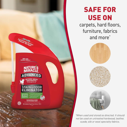 64 Natures Miracle Advanced Stain & Odor Eliminator For Dogs With Flip & Go Sprayer, Ounces, Enzymatic Formula