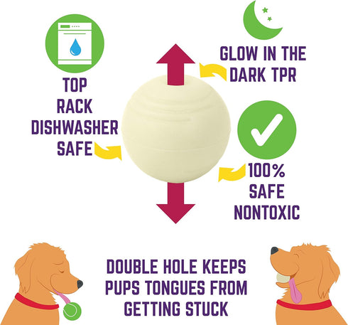 Chew King Glowing Fetch Ball, Dog Ball Toys, 2.5" Balls, 2-Pack