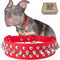 TEEMERRYCA Adjustable Microfiber Leather Spiked Studded Dog Collars - Gift Squeak Ball for Pets (Red, XL)