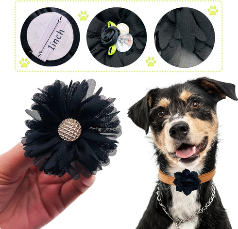 PET SHOW 12pcs Dog Collar Bows and Flowers - Embellishment Decor for Small Medium Dogs, Grooming Accessories