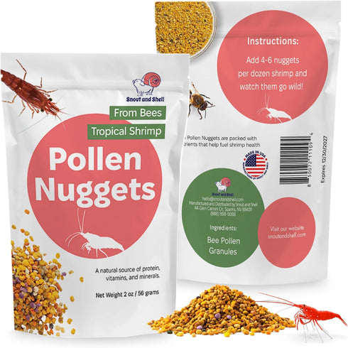 Snout and Shell Bee Pollen Nuggets for Shrimp Tanks 100% Natural Shrimp
