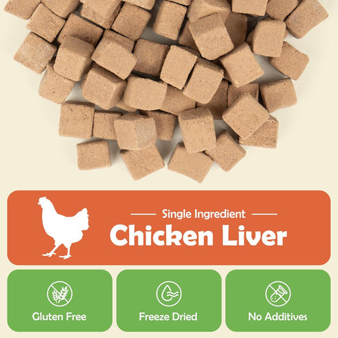 MON2SUN 10.6oz Freeze Dried Chicken Liver Cat and Dog Treats, Single Ingredient Natural and Healthy Dog Snacks, High