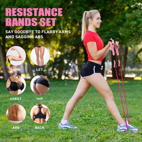 Resistance Bands, Exercise Bands with Handles for Working Out, Fitness Bands for Women, Workout Equipment Home Gym, Training Bands with Door Anchor, Legs Ankle Straps, Shape Body, Physical Therapy by Ayombo