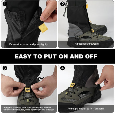 Gators for Hiking Boots and Shoes, Lightweight Adjustable Waterproof Leg Gaiters for Snow and Trail Running