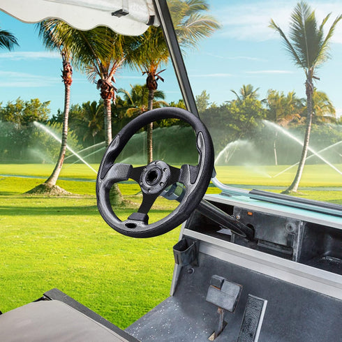 Golf Cart Steering Wheel - Fit for Club Car DS & Precedent, EZGO TXT & RXV, Universal Steering Wheel