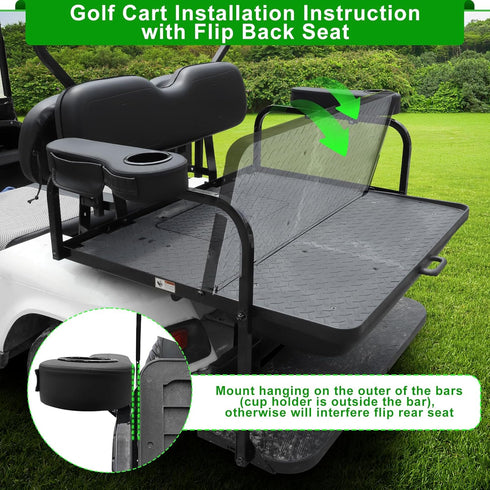 iLSKW Golf Cart Rear Armrest with Cup Holder, Upgraded Stable Triangle Support Frame for EZGO Club Car