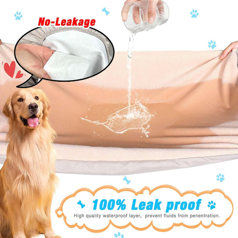 Replacement Washable Dog Bed Covers 2 Pack, 100% Waterproof Soft Noiseless Dog Bed Sheets, 30 x 20 inch Beige, 50%