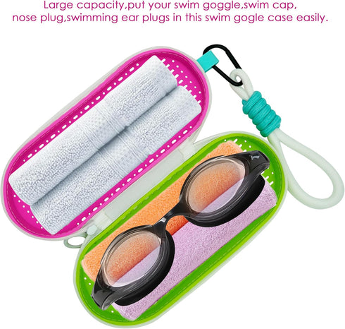 Swim Goggle Case for Swimming Goggles, Silicone Protective Cases with Drain Hole and Lanyard