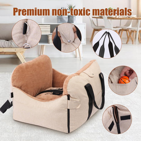Gauzi 2 1 in Secure Dog Cat Booster Seat Belt for Car Medium Small Dogs Pelsbarn Bed Safety Beds Cats Carriers Pet