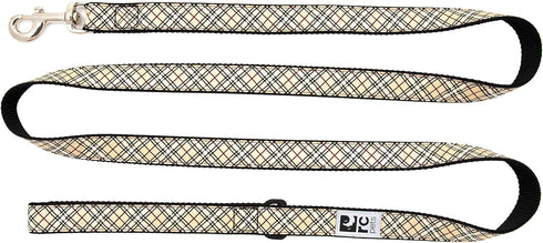 RC Pets Dog Leash, 1" x 6 ft, Tan Tartan Design