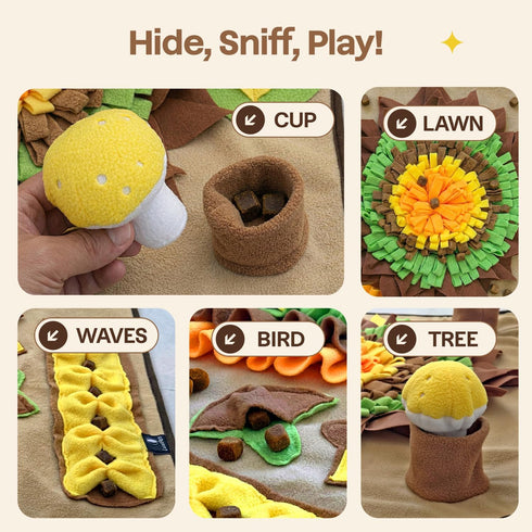 3124 Interactive Dog Snuffle Mat for Slow Feed & Digestion Support - Large in, Multicolor Mat with Washable Fleece