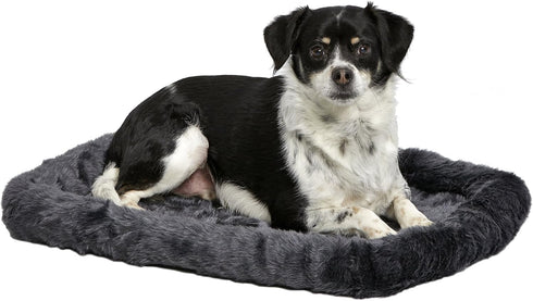 New World Dog Bed – Gray Faux Fur Bolster, Ultra-Soft and Machine Washable for Small Dogs