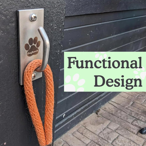 Canine Hitch, Secure Dog Leash Wall Hook with Stainless Steel & ABS Mounting Plate for Efficient Leash Management