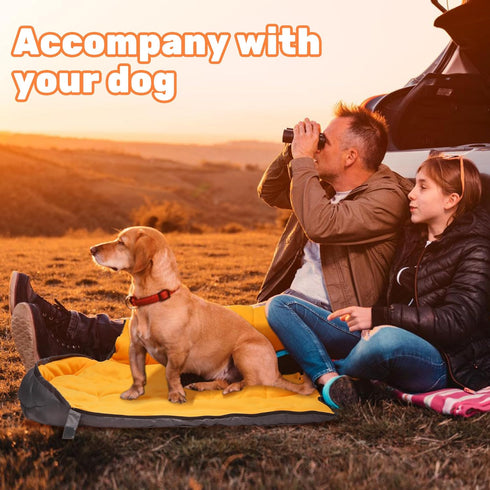 Lifeunion Waterproof Dog Sleeping Bag with Storage Bag, Warm Packable Dog Bed for Travel, Camping, Hiking (Grey+Orange)