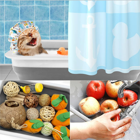 2PCS Fhiny Open Cat Litter Box, Kitten Potty Pan Semi-Enclosed Foldable Waterproof Travel Toilet Low Entrance