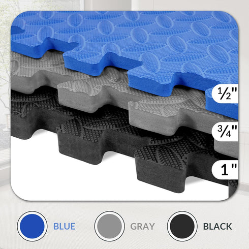 Signature Fitness Puzzle Exercise Mat with EVA Foam Interlocking Tiles for Home Gym