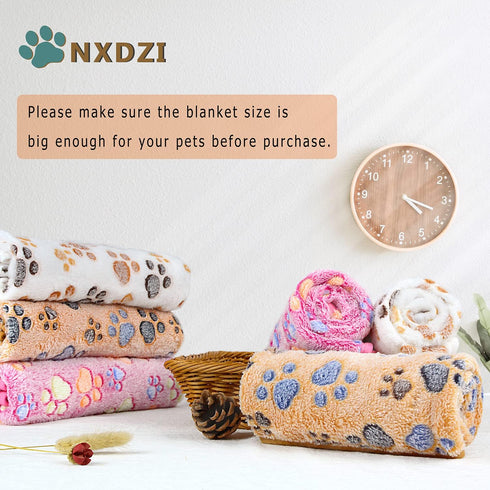 Dog Blankets for Large Dogs, 3 Pack Washable 41" x 31", Fuzzy Soft Pet Mat Throw Cover, Cute Paw Pattern, Waterproof
