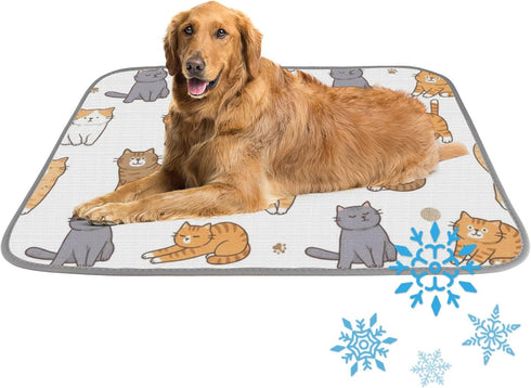 imiBBWQu Dog Cooling Mat Yellow Cats Cute Dog Bed Mat Washable Pet Cooling
