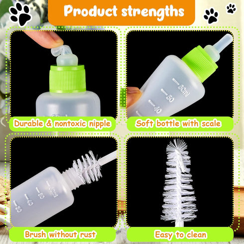 17 Tondiamo Pcs Kitten Bottle Feeding Kit Puppy Bottles for Nursing Puppy Milk, Replacement Nipples Cleaning Brushes