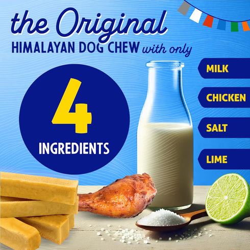 Himalayan Dog Chew Original Yak Cheese Chew, Chicken, 1 Medium Stick, 2.3 oz, Gluten Free, Healthy Treats for Dogs