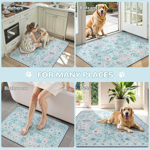 2 Pack (36"x36") Lahome Washable Reusable Pee Pads for Dogs - Blue Botanical Floral Puppy Pads, Super Absorbent