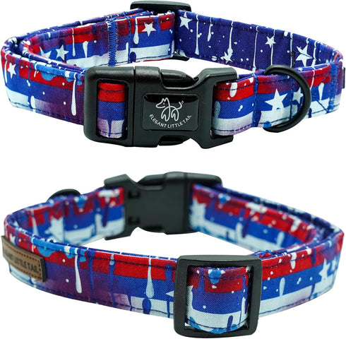 Independence Day Dog Collar by Elegant little tail, Adjustable Patriotic Holiday Collar for Small Medium Large Dogs
