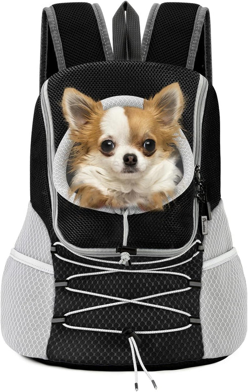 Pawaboo Pet Dog Carrier Backpack, Adjustable Breathable Front Carrier for Small Medium Dogs and Cats (Black M)