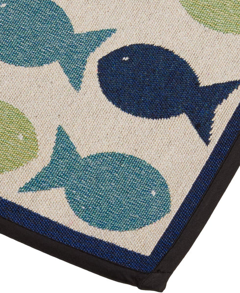 PetRageous Kool Fish Tapestry Dog and Cat Non-Skid Mat, 13-Inch by 19-Inch, Grey