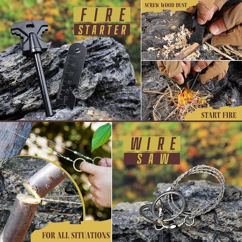 Gifts for Men Dad Husband Him, 14 in 1 Survival Kit, Emergency Gear, Cool Gadget for Hunting Fishing Camping