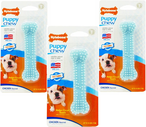 Nylabone 3 Pack Puppy Chew Chicken Flavored Teething Bones
