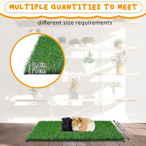4 18 14 Inch Chinchillas Kigley Pcs Artificial Grass Guinea Pig Pee Pads Reusable x Rabbit Grass Mat Washable Turf Fake