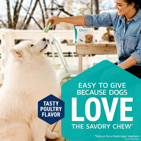ORAVET Dental Chews for Medium Dogs (25-50 lbs.), Oral Care and Hygiene Chews, Purple Pouch, 30 Count