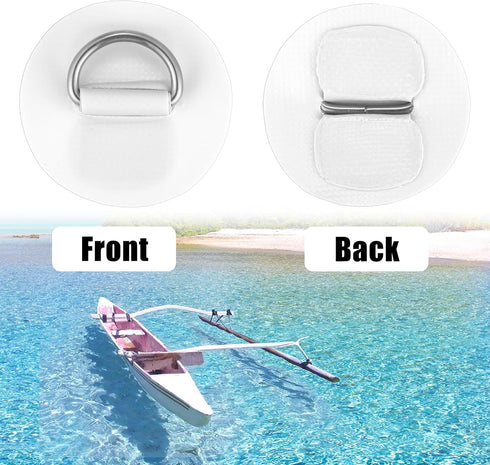 X AUTOHAUX 6pcs D Ring Patch - 6cm PVC Stainless Steel Round Shape D Ring Pad for Surfboard Inflatable Boat Kayak Canoe