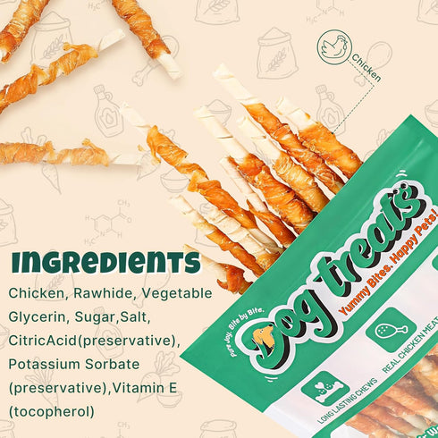 30 M-PETS Chicken Wrapped Dog Treats pcs Rawhide Chews Sticks, Puppy Training Treat, Snacks for Small and Medium Dogs